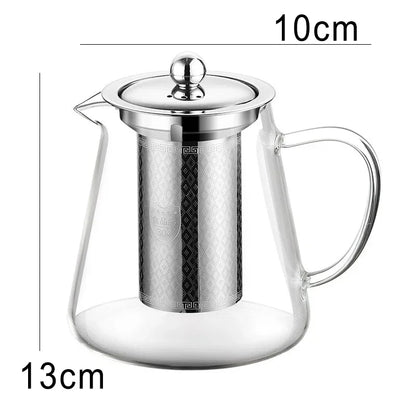 Heat-Resistant Glass Teapot 450ml-950ml with Stainless Steel Infuser for Kung Fu Tea, Puer and Oolong