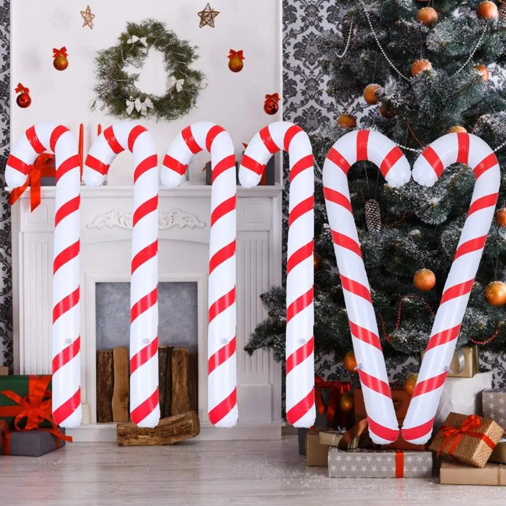 Inflatable Christmas Candy Canes – Set of 4 PVC Decorations, 87 cm