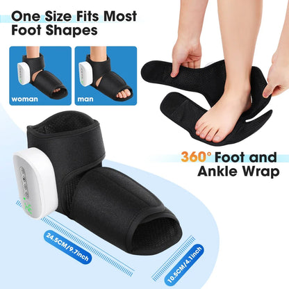 Rechargeable Foot and Ankle Wrap – Air Compression Massager with Heat, 3 Modes, 5 Intensities & Vibration Option