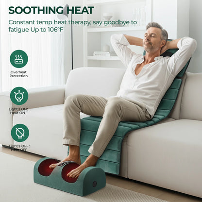 Heat-Enhanced Full Body Massage Mat – 10 Vibration Motors, 9 Settings, Removable Neck Pillow & Foot Massager