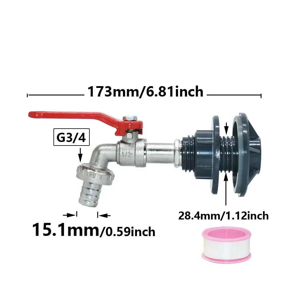 IBC Tank Adapter Valve | 16 mm Connection | Hose Connector for Water Tap | Rain Barrel Tube Adapter
