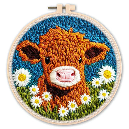 Animal-Themed Punch Needle Kit | DIY Starter Set with Yarn & Hoop | Beginner Embroidery Set