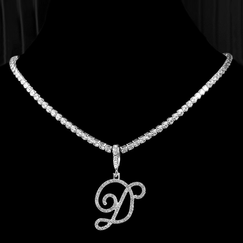 Elegant Initial Pendant Necklace in Silver