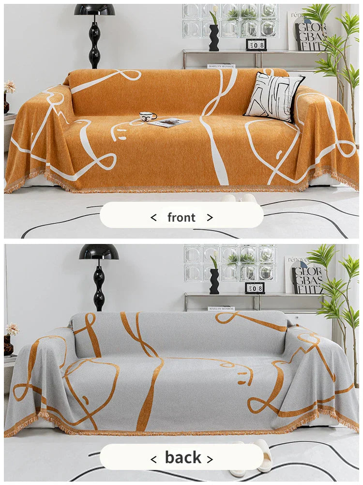 Chenille Sofa Cover Set in Black – Dust Resistant, Soft, and Versatile