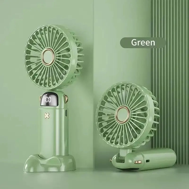 Compact USB Desk Fan with Phone Holder | Mini Handheld Fan | 5 Speed Settings | Quiet Operation