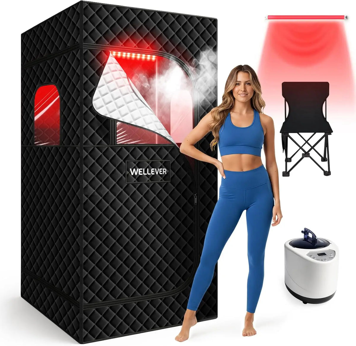 Infrared Home Sauna Tent with 2.5L Steam Generator, Chair, 9 Heat Settings & 99-Minute Timer