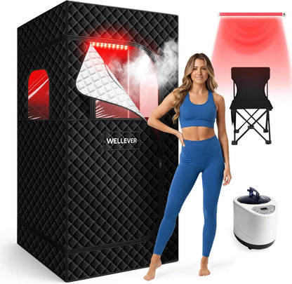 Infrared Home Sauna Tent with 2.5L Steam Generator, Chair, 9 Heat Settings & 99-Minute Timer