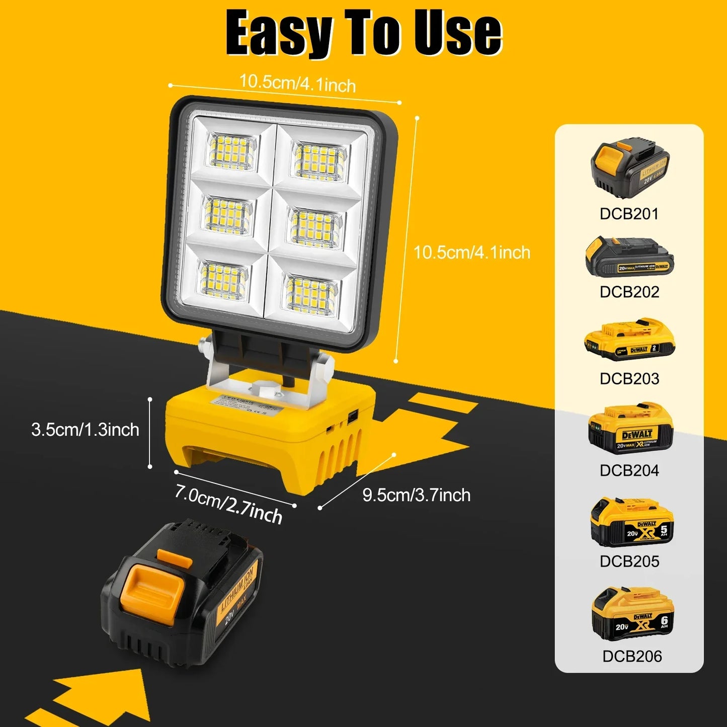 Portable LED Work Light 48 | 5200 Lumens | Compatible with DeWalt Batteries