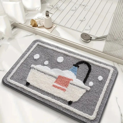 Soft, Water-Absorbent Rectangular Bath Mat with Non-Slip TPR Backing – 2.5 cm Thick, Machine Washable