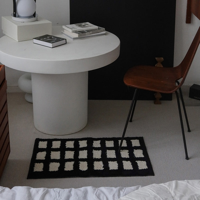 Monochrome Checkered Area Rug