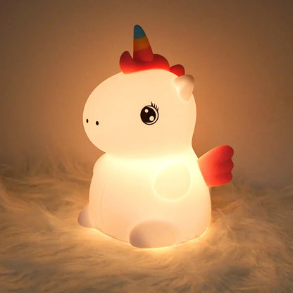 LED Unicorn Night Light | Soft Silicone, Rechargeable via USB | Touch Control & Dual Brightness | Perfect for Kids' Rooms & Gift Option