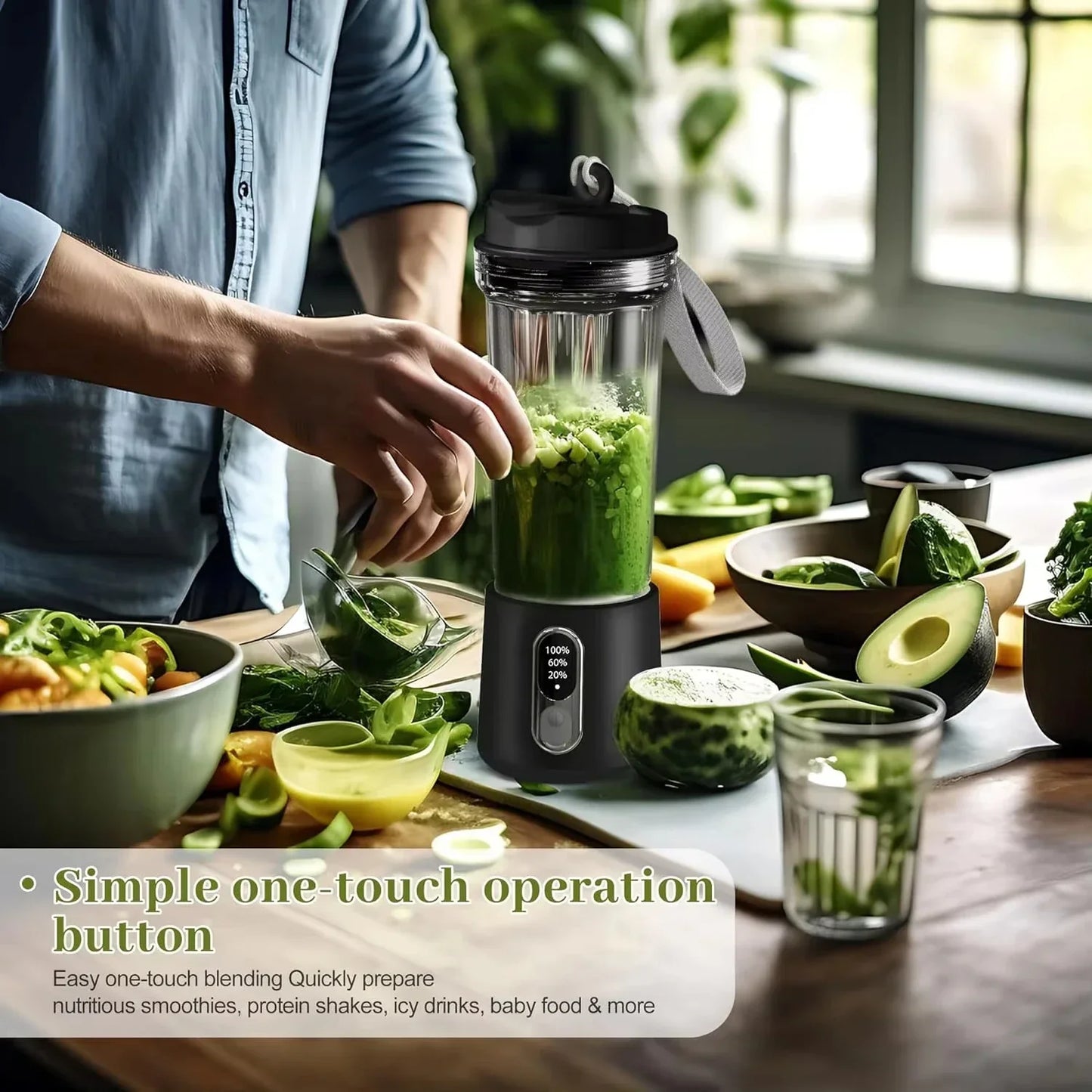USB Rechargeable Smoothie Maker - Portable Blender with 4000mAh Battery