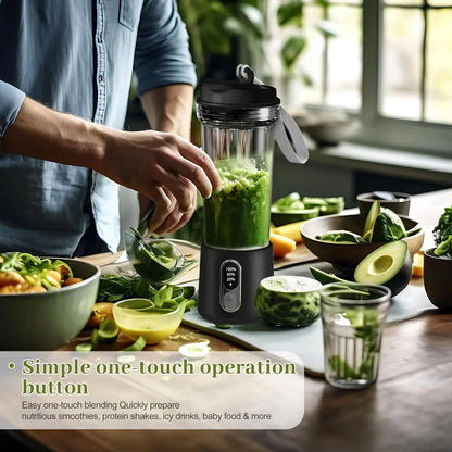USB Rechargeable Smoothie Maker - Portable Blender with 4000mAh Battery
