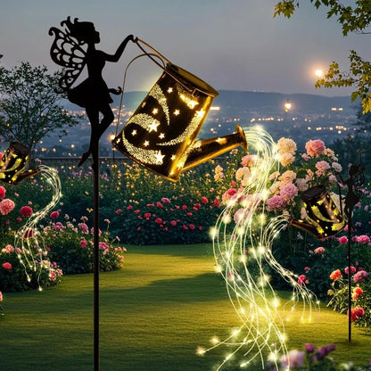 Solar-Powered Garden Watering Can Light – IP55 Waterproof Metal Hanging Lamp