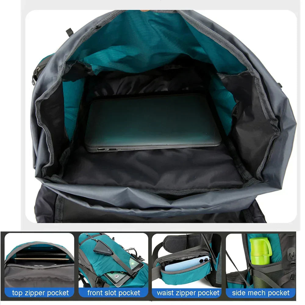 70L Hiking Backpack with Rain Cover for Outdoor Adventures