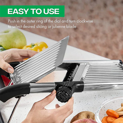 Adjustable Vegetable and Fruit Mandoline with Stainless Steel Blades