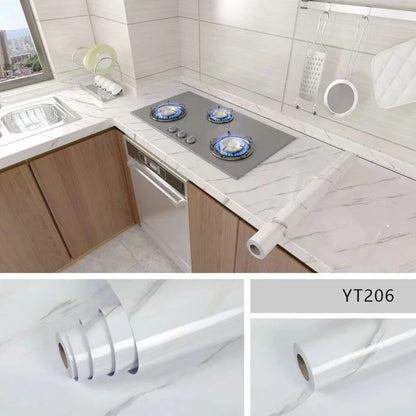 Self-Adhesive Waterproof Wallpaper - Marble Oil-Proof Film for Kitchen Renovation