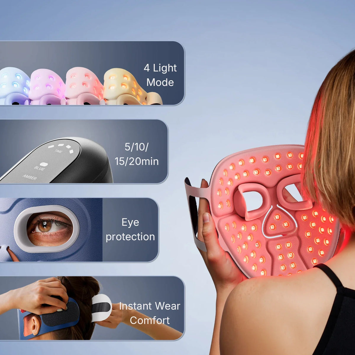 Wireless LED Light Therapy Mask for Skin Radiance, Acne, and Wrinkles