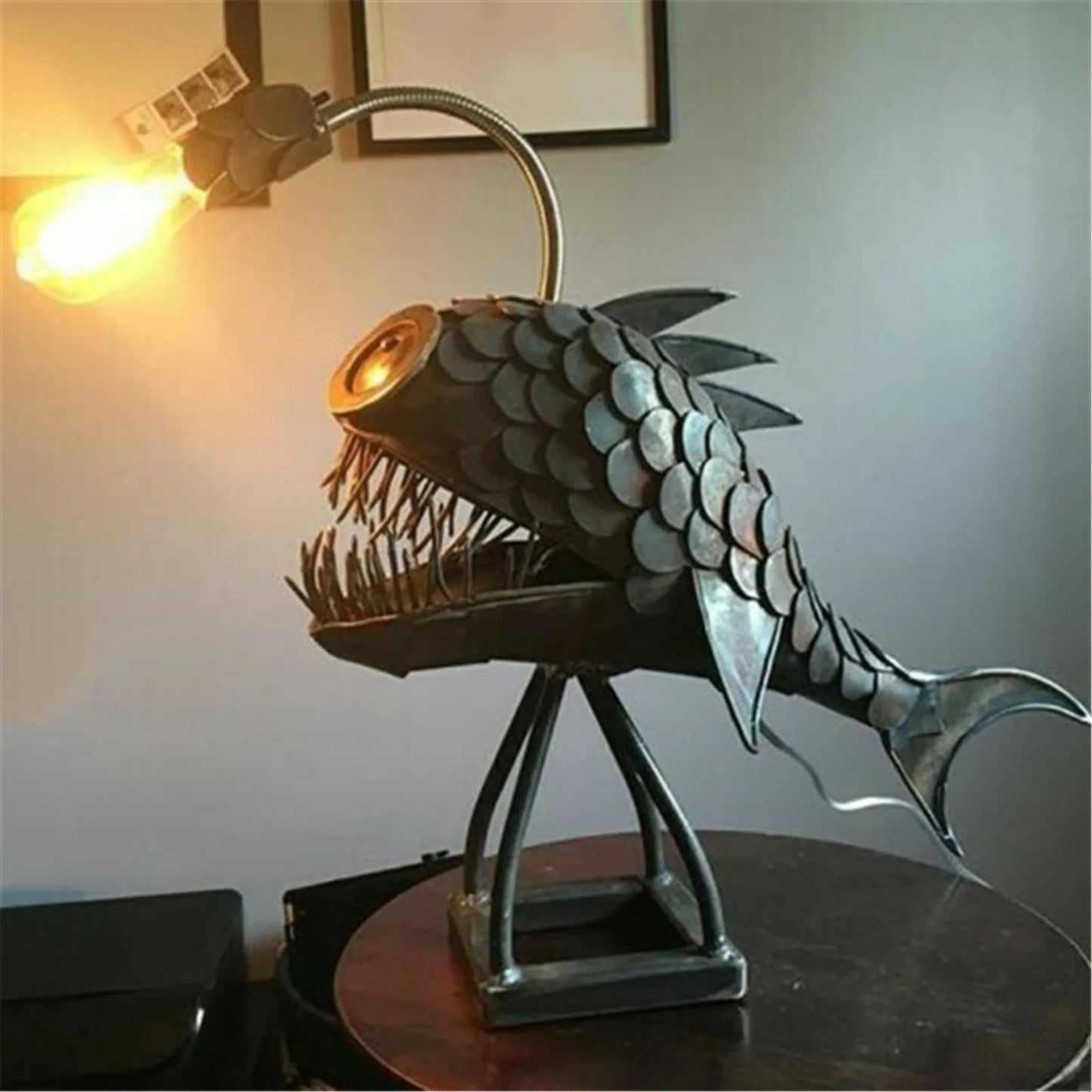 Handcrafted Adjustable Fishing Design Table Lamp – Rustic Light Fixture