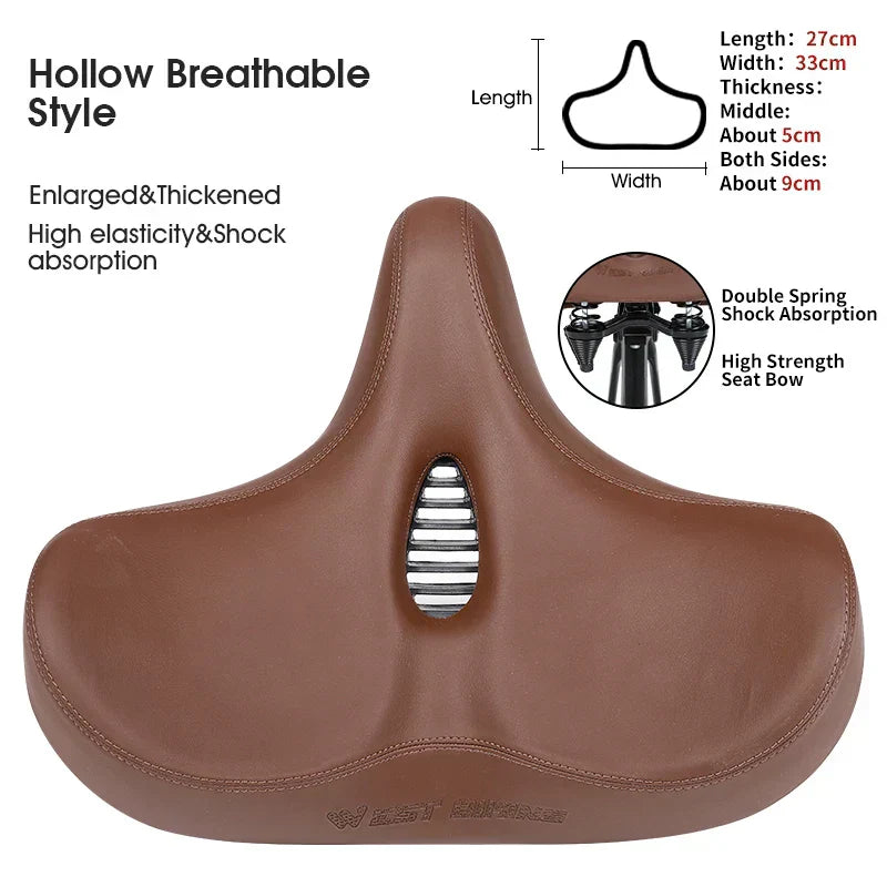 Ergonomic Wide Bicycle Seat – Shock-Absorbing Comfort for Urban and Trail Riding