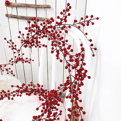 Artificial Berry Garland for Stylish Winter & Christmas Decor - Red Berries