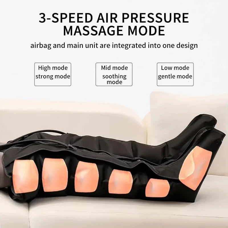 Leg Massager Boots with Air Compression – 360° Foot and Calf Wraps, 3 Modes & Intensities, Remote Control