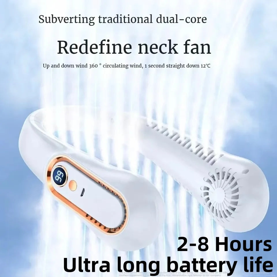 Rechargeable Neck Breeze Fan with LED Battery Indicator 8000mAh