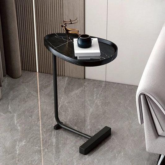 Mobile C-Shaped Side Table for Sofa or Bed