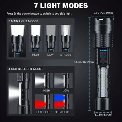 Ultra Bright Tactical LED Flashlight with Rechargeable Power Bank