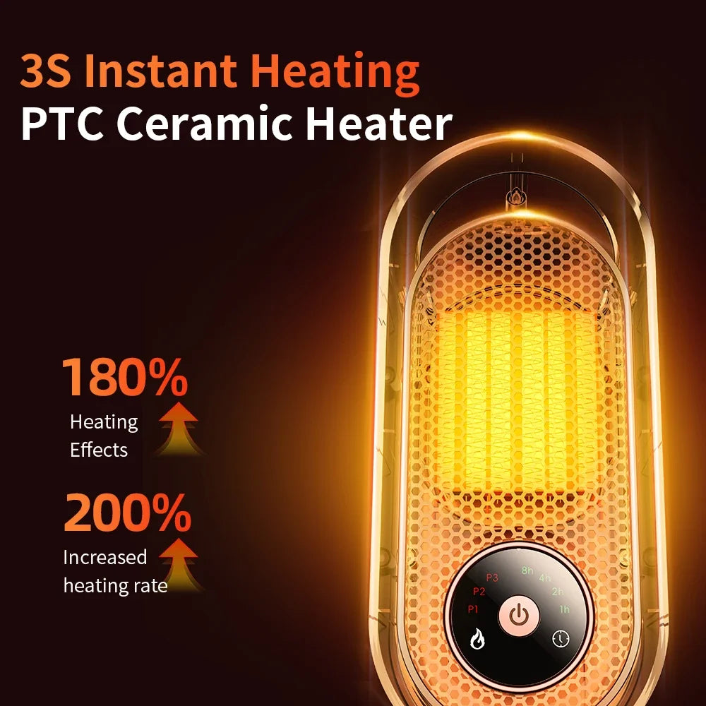 Portable 1000W Desk Fan Heater – Mini Warm Air Blower