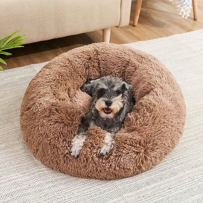 Plush Round Pet Bed – Washable, Non-Slip Design for Comfort