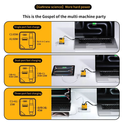 Compact TurboCharge USB-C Adapter with Integrated Cable
