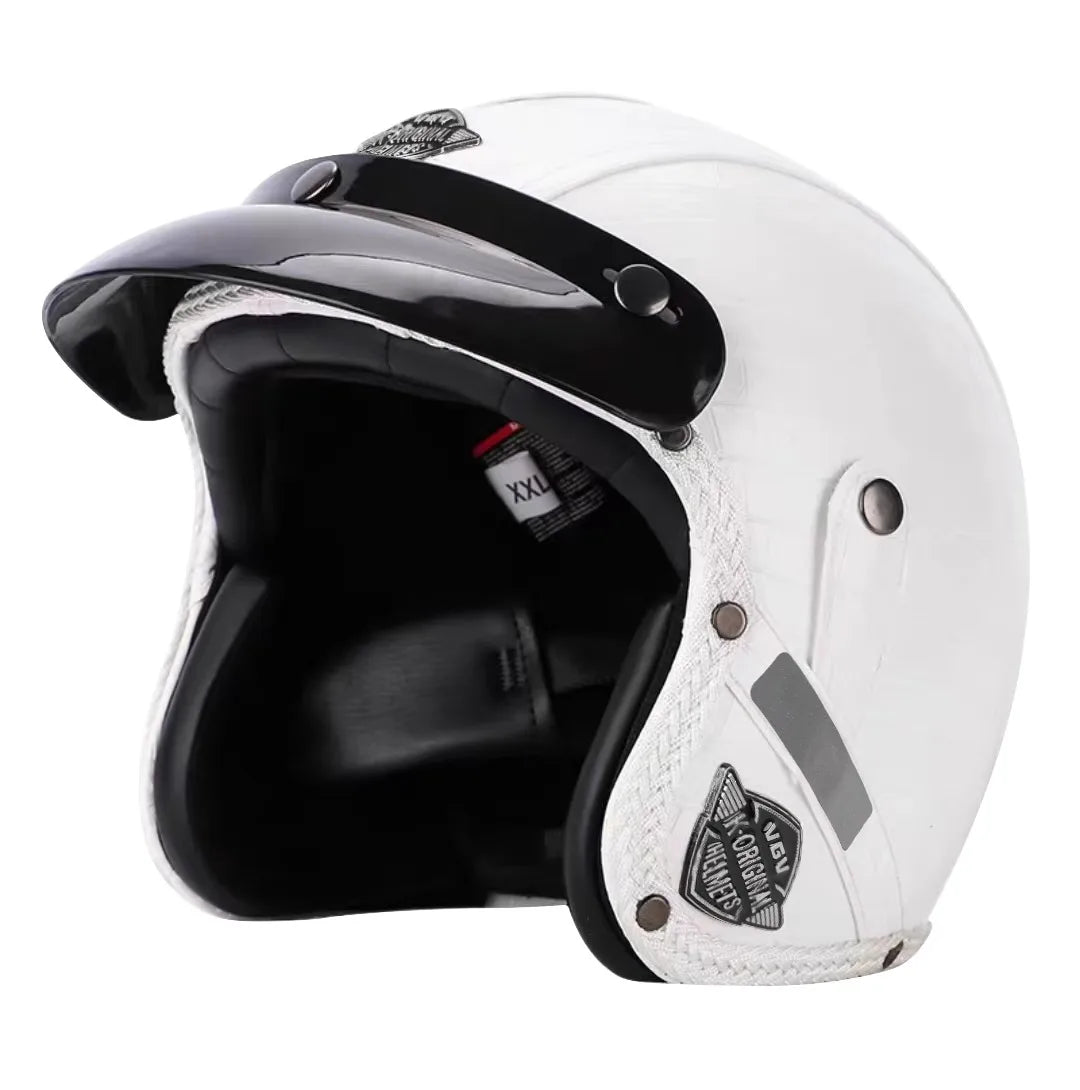 Retro Open Face Motorcycle Helmet - Kael - 3/4 Size