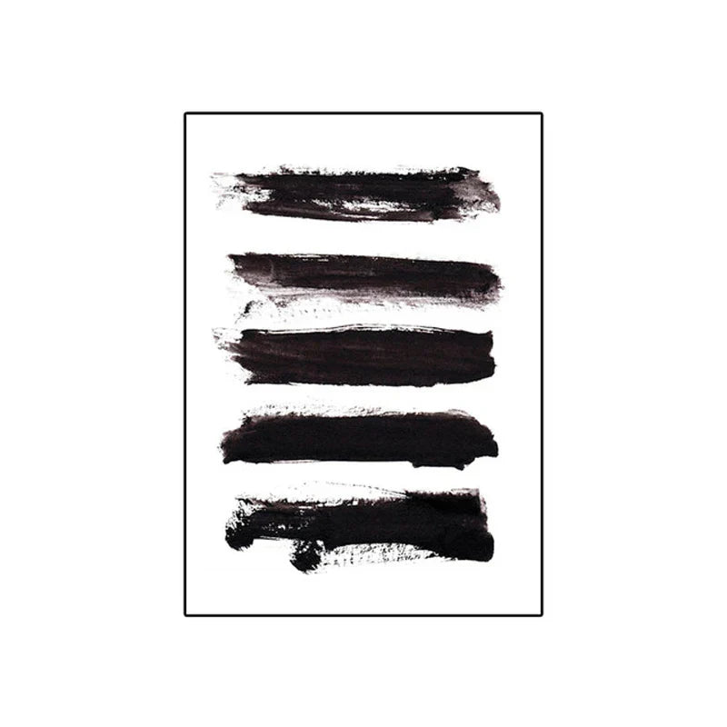 Minimalist Abstract Ink Brush Stroke Canvas Prints in Black and White for Home and Office Decor