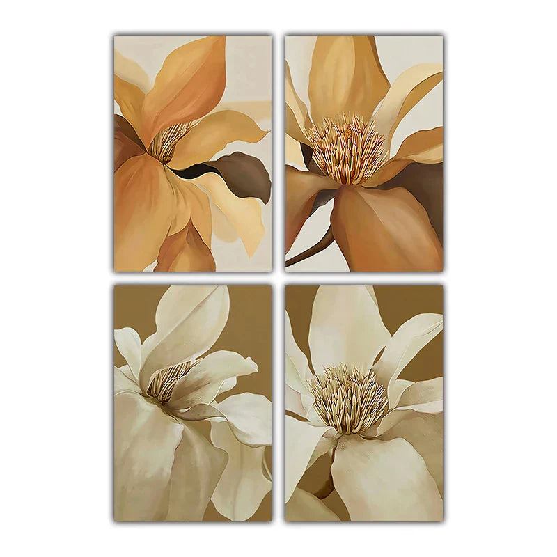 Modern Botanical Canvas Prints - Large Abstract Floral Art for Home Decor