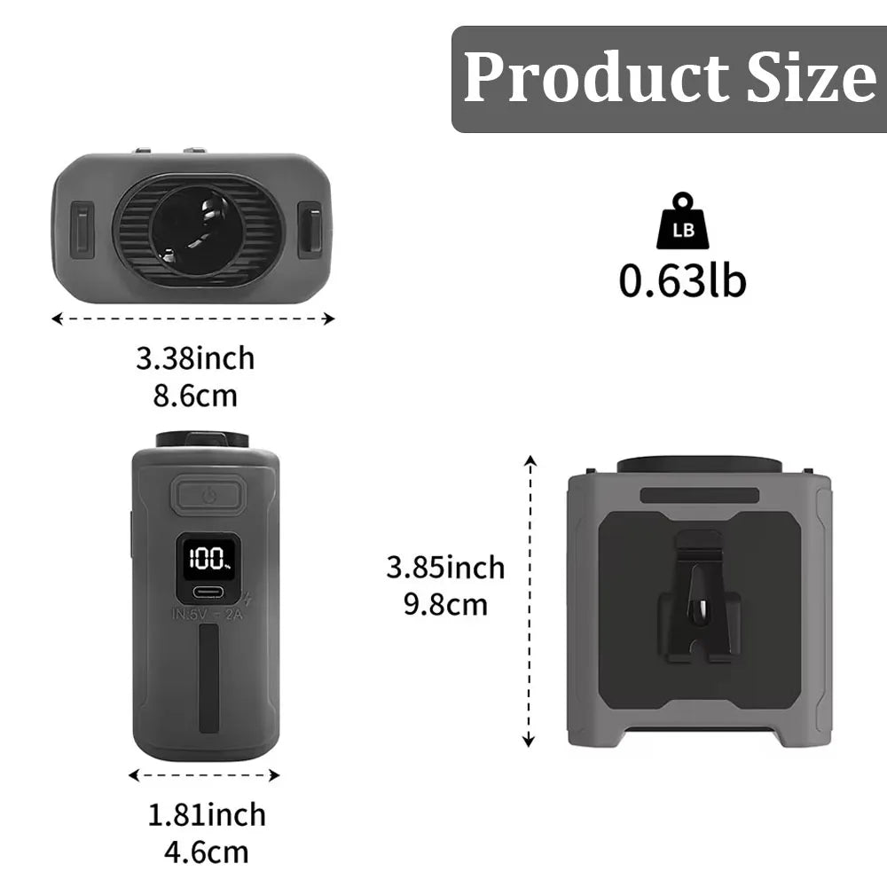 Rechargeable 10000mAh Clip-On Fan with Power Bank – Wearable, USB, 5-Speed