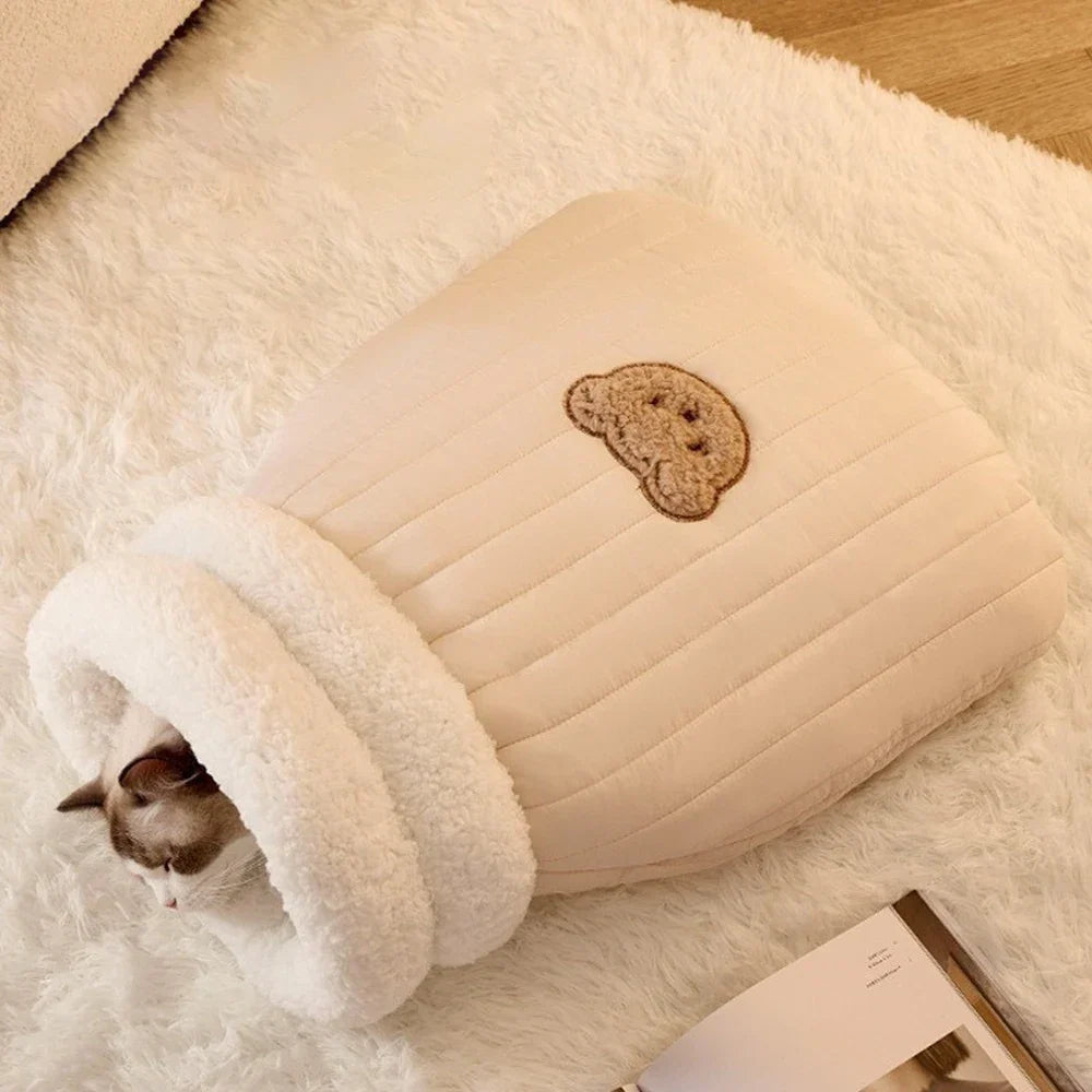 Cozy 3-Layer Pet Sleeping Bag for Cats & Small Dogs