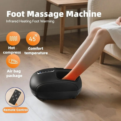 Heat and Air Compression Foot Massager with Remote, LCD Display & Adjustable Intensity