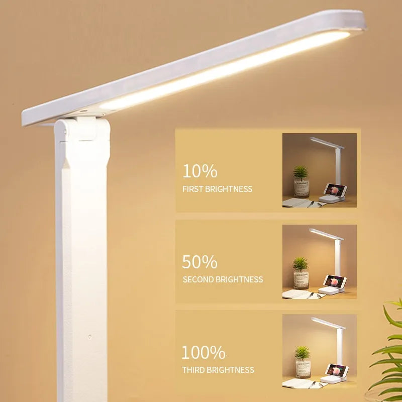 Rechargeable LED Desk Lamp with 6000mAh Battery – Touch Control, 3 Colours, Dimmable, Foldable, Eye-Caring Night Light