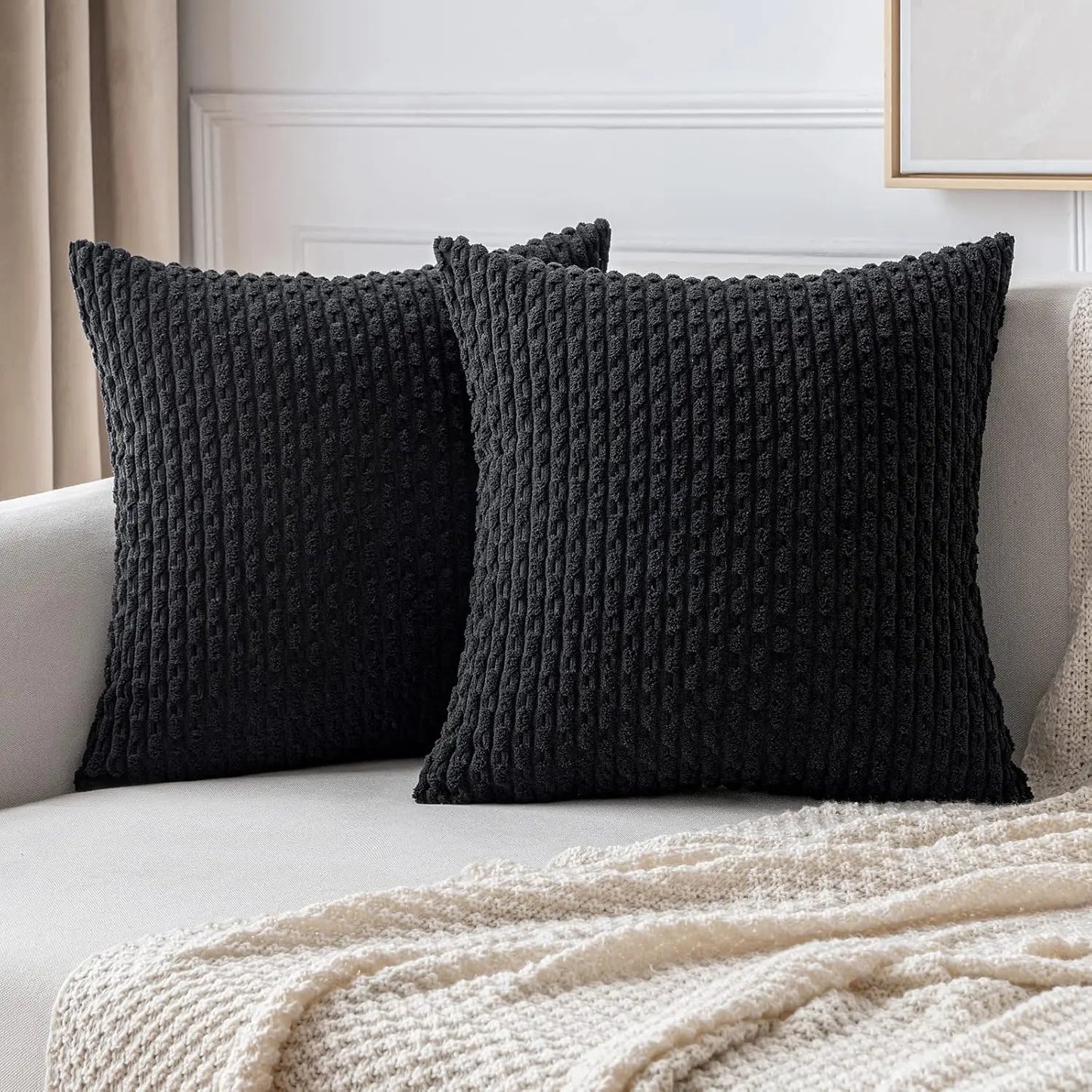 Boho Striped Corduroy Cushion Cover – Decorative Pillowcase for Sofa or Bed