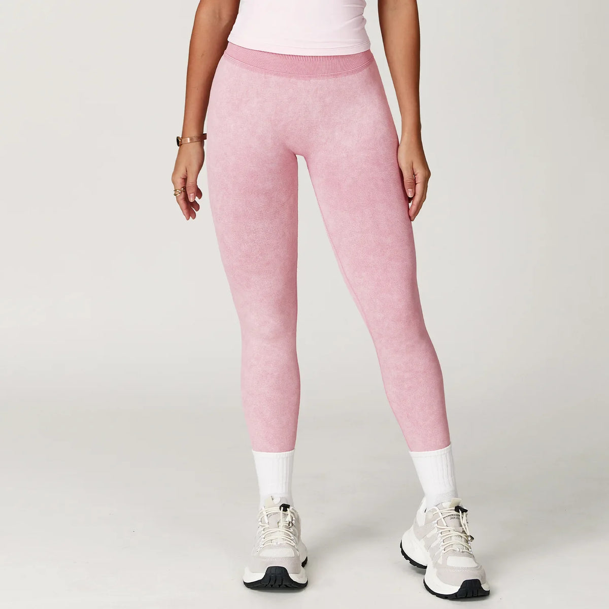 High-Waisted Ribbed Workout Leggings for Women | Seamless Stretch Fit