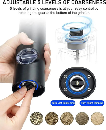 Set of 2 Electric Salt and Pepper Grinders with Adjustable Coarseness