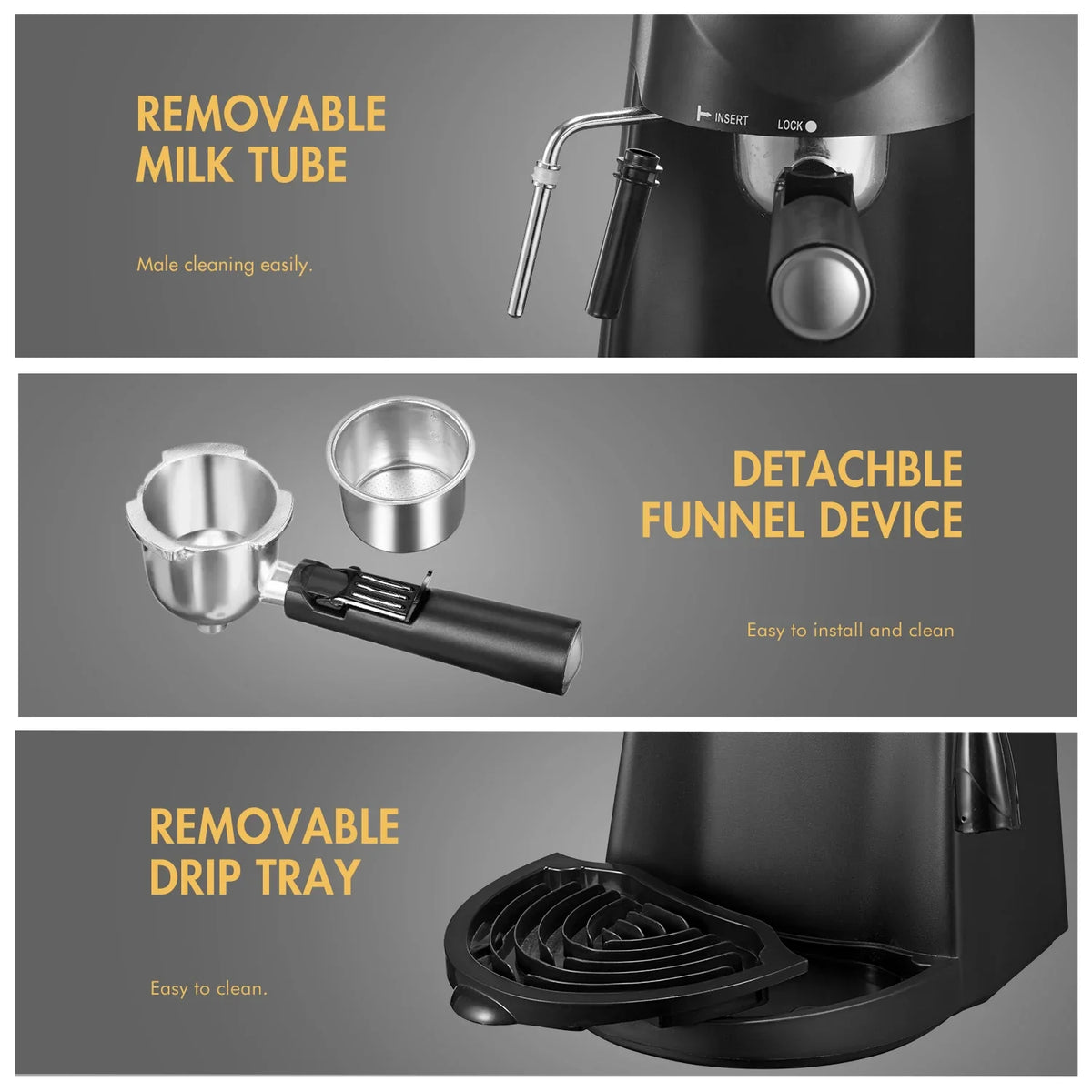Espresso Maker with 3.5 Bar Pressure, Milk Frother & 4-Cup Capacity
