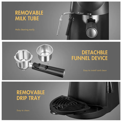 Espresso Maker with 3.5 Bar Pressure, Milk Frother & 4-Cup Capacity