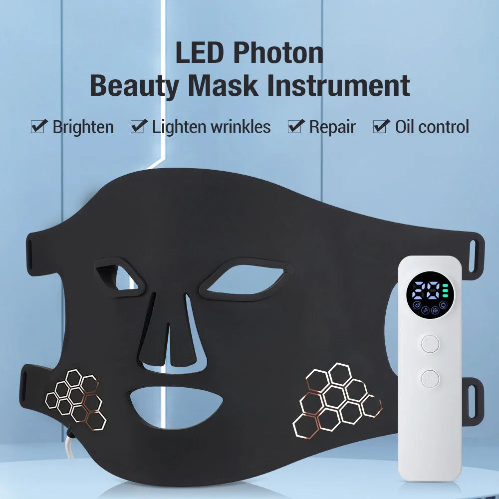 Facial Mask with 72 LEDs - Red, Blue, and 850nm Near-Infrared Light, 3 Levels, 4 Settings & Timer from 5 to 20 Minutes