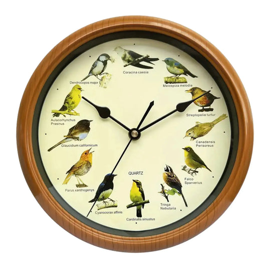 10-Inch Wall Clock Featuring Bird Sounds for Elegant Home Decor