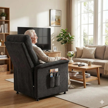 Electric Recliner Chair with Massage and Heat – 8 Vibration Nodes, Footrest & Side Pockets