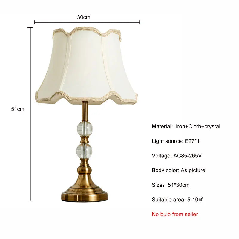 Modern European Style Desk Lamp - Imitation Copper Crystal Bedside Light