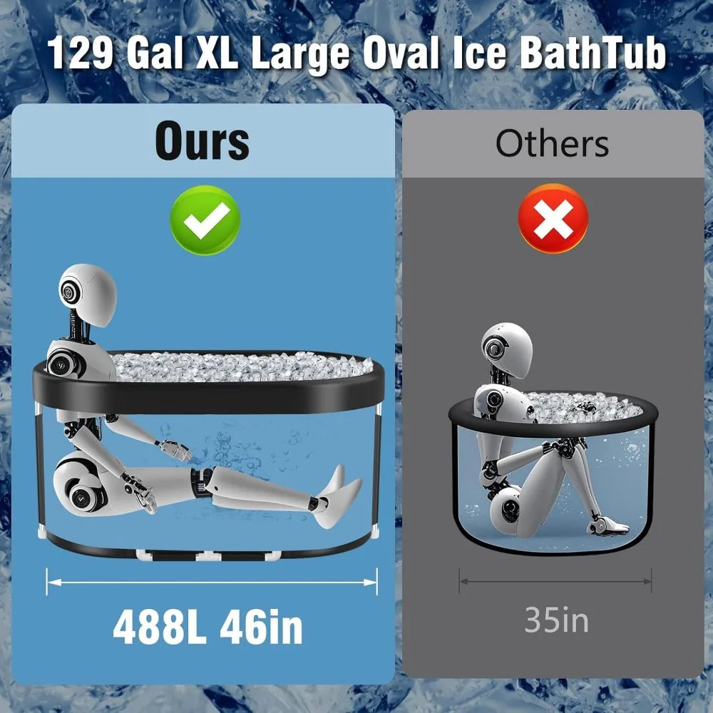 Portable 129-Gallon Oval Cold Plunge Tub for Adults – Insulated Ice Bath