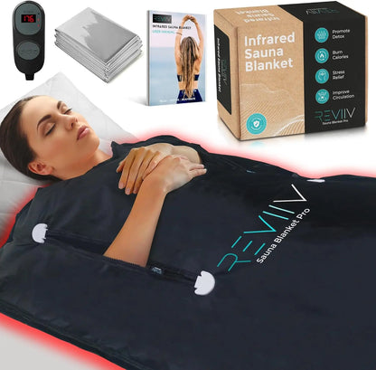 Portable Far Infrared Sauna Blanket with 6 Heat Settings, Arm Zippers & Auto Shut-Off